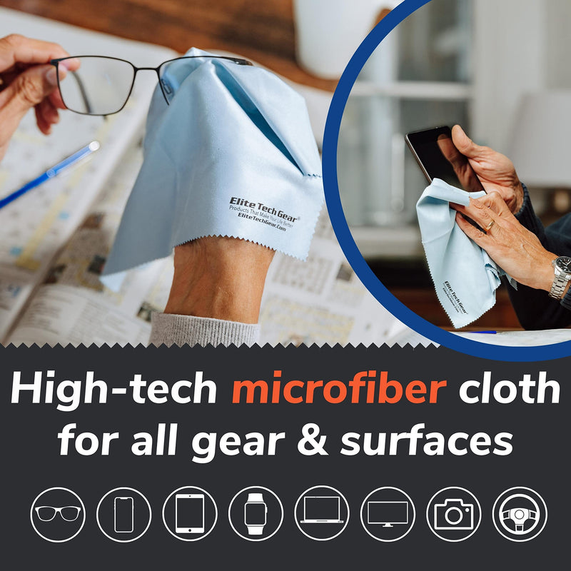 [Australia] - Microfiber Cloth - 4-Pack, 12" x 12" Oversized Cleaning Cloths. Washable and Durable Microfiber Cleaning Cloth for Glasses, Lenses, Electronics and Screens. High Tech Quality Material Light Blue 4-Pack "OVERSIZED" 