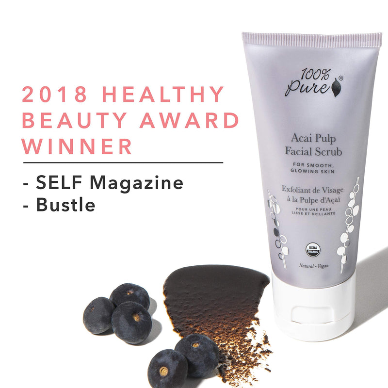 100% PURE Acai Pulp Facial Scrub, 2 fl oz | Exfoliating; for combination skin; Organic
