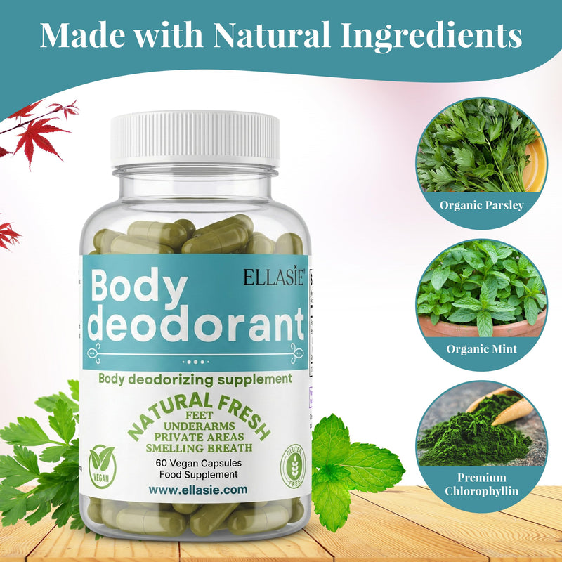 Internal Deodorant Supplement – Full Body Deodorizer for Gut Health, Skin Health, Detox & Digestion Support – Natural Odor Control Chlorophyll Pills for Head-to-Toe Freshness | 60 Capsules