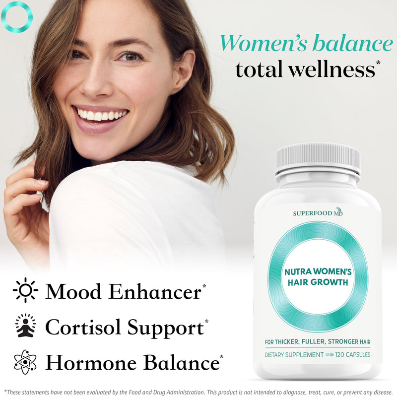 Women's Balance Hair Growth Supplements, Ages 45 and Up, Customer Proven for Visibly Thicker Hair and Scalp Coverage, Soy-Free, Made with 26 Ingredients including Beta Carotenes - 2 Month Supply 120 Count (Pack of 2)