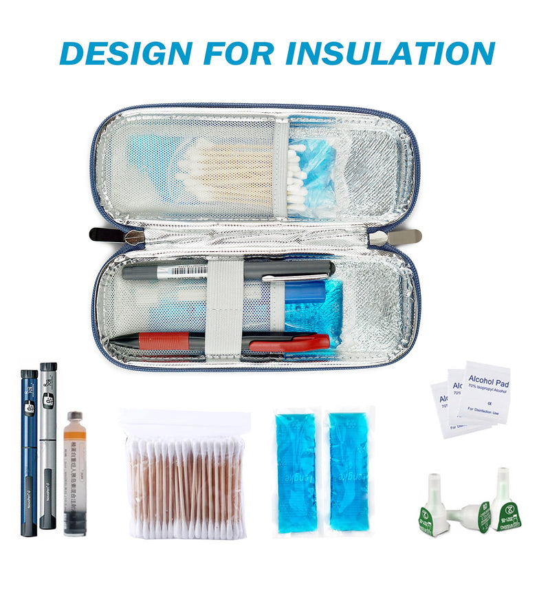 [Australia] - ONEGenug Insulin Cooler Bag with 2 Ice Packs, Portable Eva Hardshell Diabetic Bag for Insulin Pen, Insulin Syringes and Other Diabetic Accessories Style D 