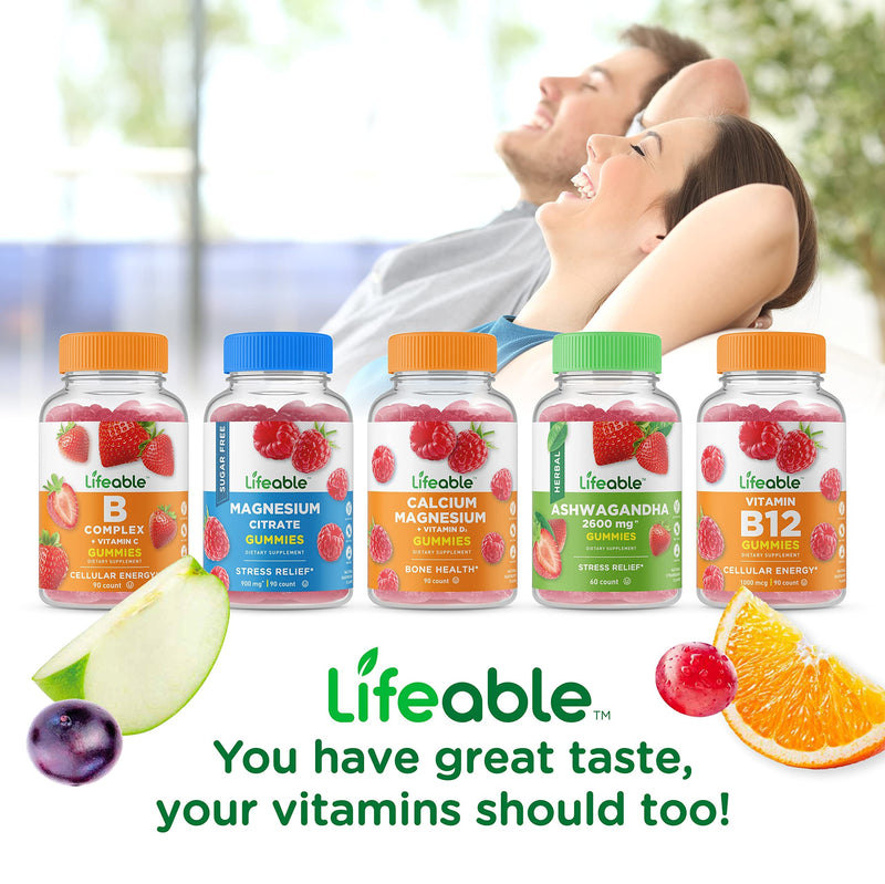 Lifeable Magnesium + Vitamin B12, Gummies Bundle - Great Tasting, Vitamin Supplement, Gluten Free, GMO Free, Chewable Gummy