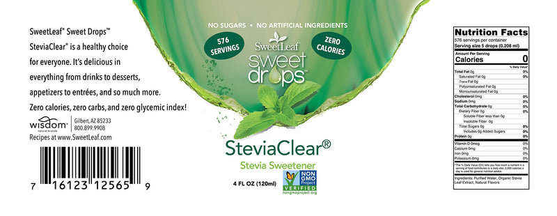 [Australia] - SweetLeaf SteviaClear Sweet Drops - Stevia Liquid Drops Sweetener, Pure Stevia Drops with No Bitter Aftertaste, Liquid Sugar Alternative, Zero Calorie, Keto Food, Non-GMO SweetLeaf Stevia, 4 Fl Oz (Pack of 2) 