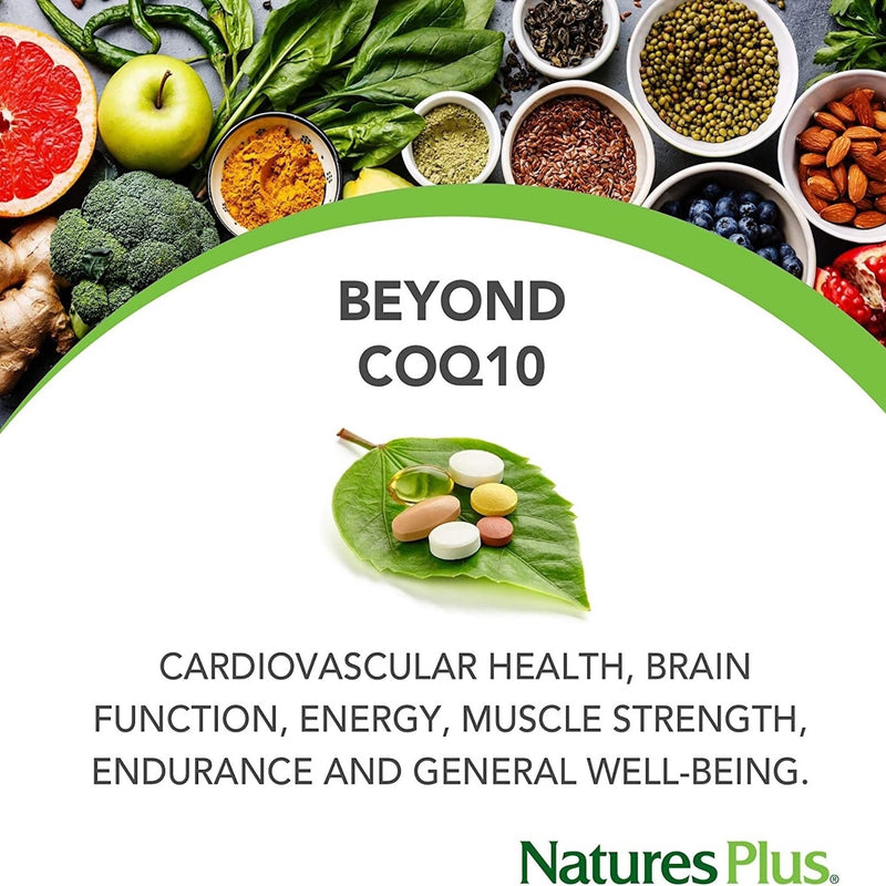 NaturesPlus Beyond CoQ10 50 mg Ubiquinol - Active, Naturally Fermented Coenzyme Q10 Supplement with UbiquiMax for Enhanced Absorption & Prolonged Action - Gluten Free, 60 Softgels