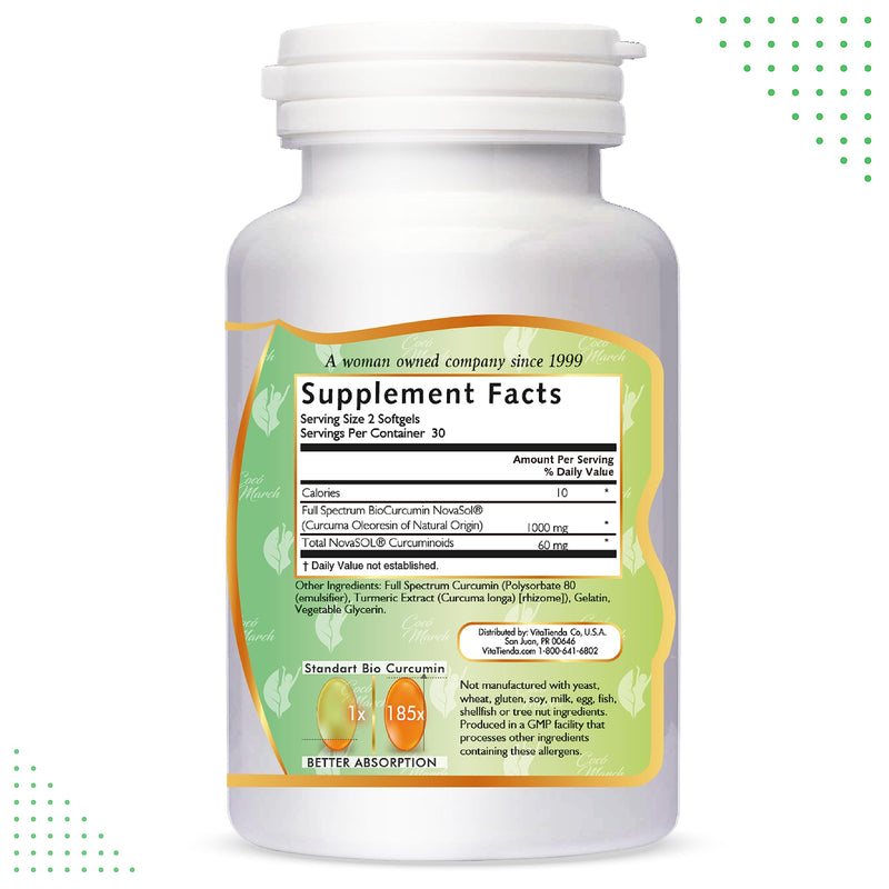 [Australia] - Coco March Molecular Curcumin - 180x Higher Absorption Joint, Mobility and Immune Support, Gluten Free, Soy Free, Dairy Free, Keto Friendly, GMO Free, 1000 mg per Serving, 60 Softgels 