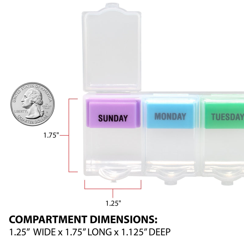 EZY DOSE Weekly (7-Day) Pill Planner, Medicine Case, Vitamin Organizer Box, 2X-Large Push N' Pop Open Compartments, BPA-Free, Rainbow/Clear Design | Daily Vitamin & Supplement Medicine Box, Push N' Pop Open Compartments, Convenient & Easy to Use, Trave...
