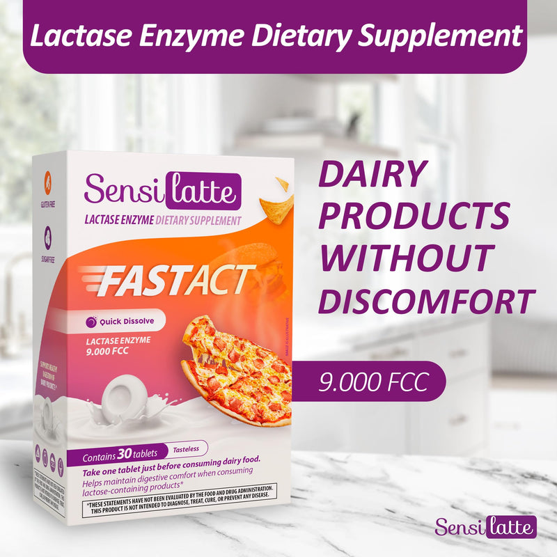 [Australia] - Lactase Enzyme 30 Tablets No Flavor - 9.000 FCC - Sensilatte ‚Äì Quick Dissolution ‚Äì Helps with Digestive Comfort ‚Äì Prati Donaduzzi Tasteless / No Flavor 30 Count (Pack of 1) 