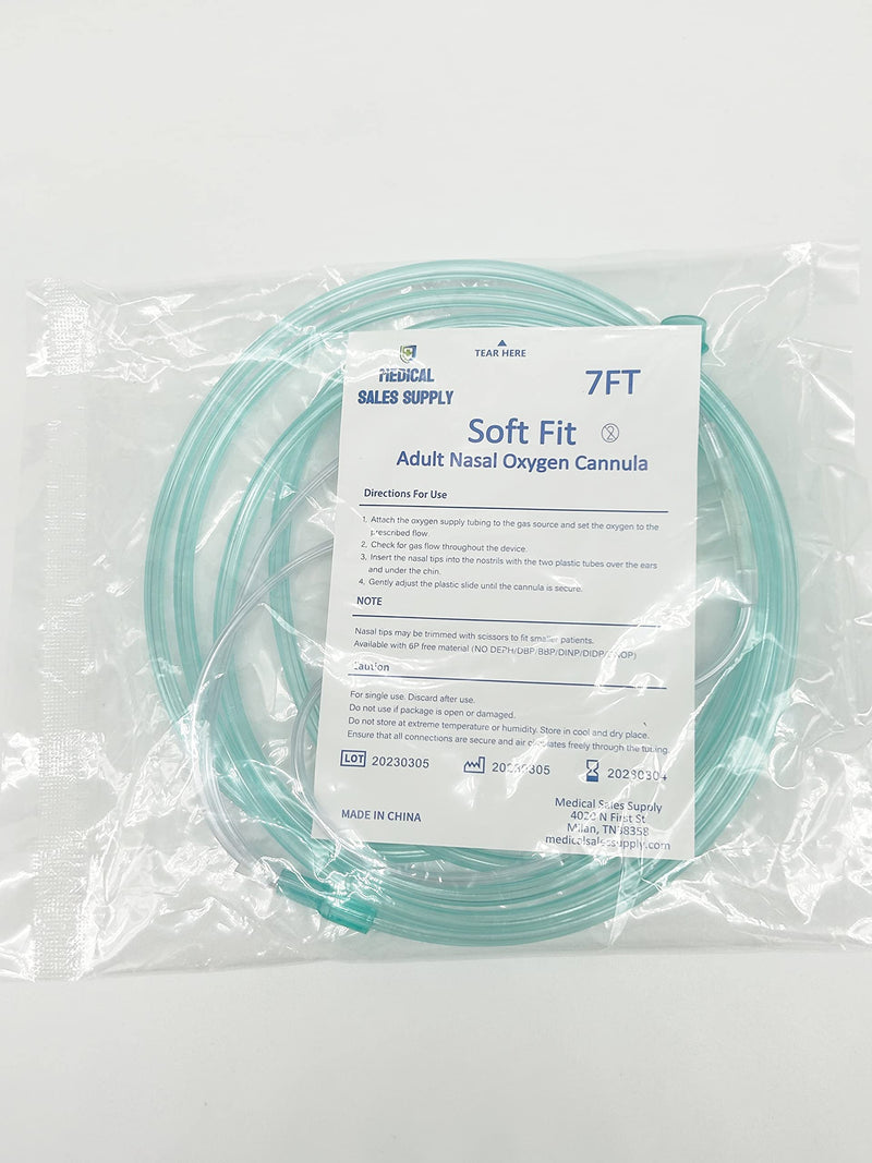 [Australia] - 5 Pack - Super Soft Touch Vinyl Nasal Oxygen Cannula, Cushion Tip, Adult, 7' Standard Connector, Pack of 5 