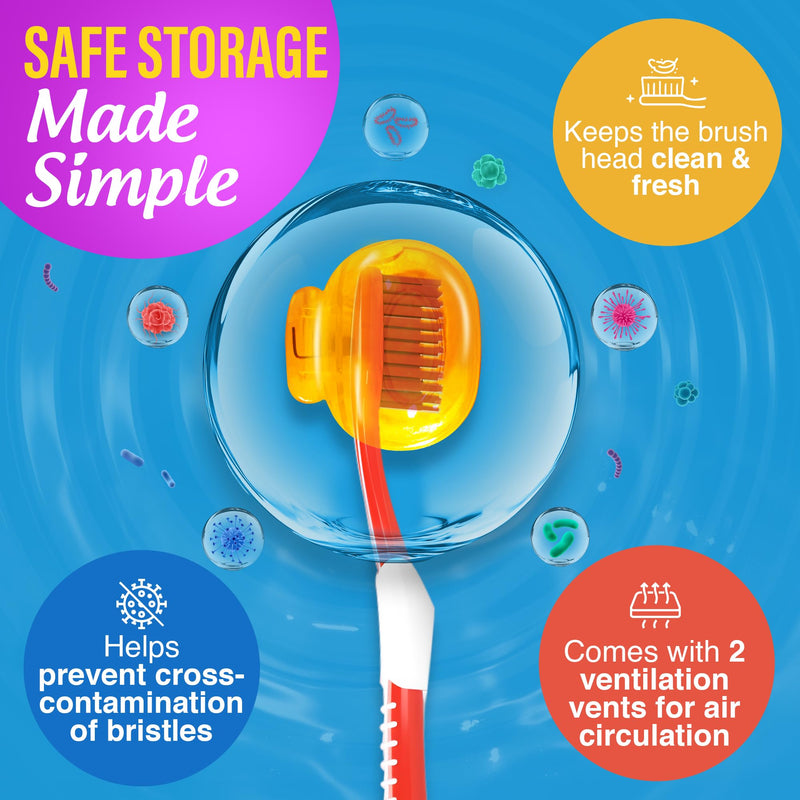 [Australia] - GuruNanda Brush Pods - Toothbrush Cover for Manual & Electric Toothbrush, Keeps Toothbrush Fresh & Clean, Travel Accessories with Natural Essential Oil Vapors, 4 Pack Pack of 4 