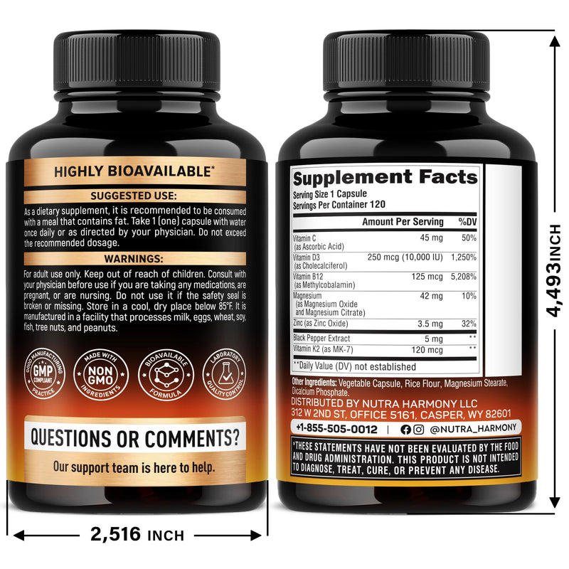 NUTRAHARMONY Vitamin D3 K2 & Multivitamin for Men Capsules
