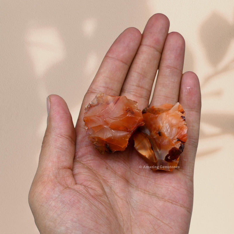 [Australia] - 2 Pieces Carnelian Raw Crystals and Healing Stones, Natural Rocks for Tumbling and DIY Raw Stones and Crystals 2 Pieces 