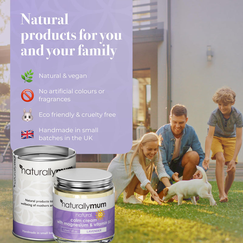 NaturallyMum Magnesium Calm Cream with Vitamin D3 & Lavender – Natural Magnesium Body Cream for Relaxation, Hydrating Skin Care & Bedtime Self Care – Vegan Friendly – 4 Fl oz 4 Fl Oz (Pack of 1)