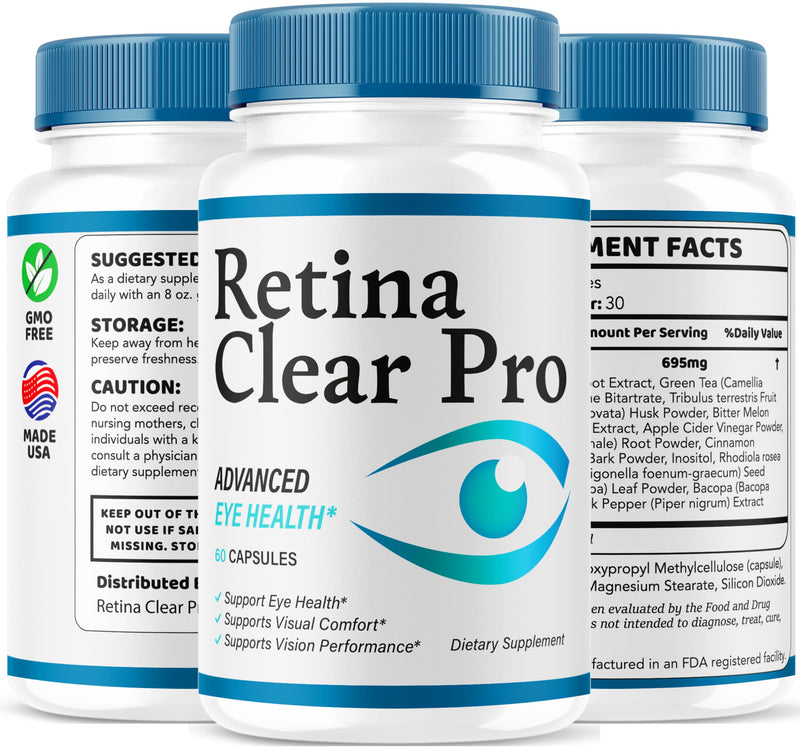 (5 Pack) Retina Clear Pro Capsules - Official Retina Clear Pro Advanced Eye Health Support Pills, Natural RetinaClear Supplement Vitamins Overall Wellness & Support Reviews, 300 Capsules for 5 Months 60 Count (Pack of 5)