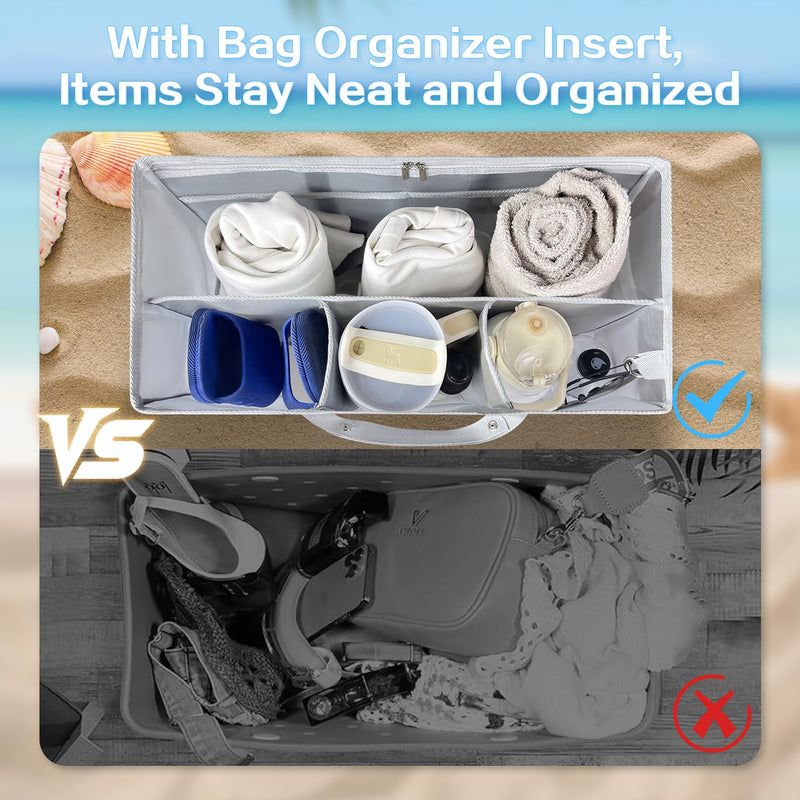 XYFuuee Beach Bag Organizer Inserts for X Large Bogg Bag Accessories, Strap Wrap for Bogg Bag Accessories, Adjustable Crossbody Replacement Straps