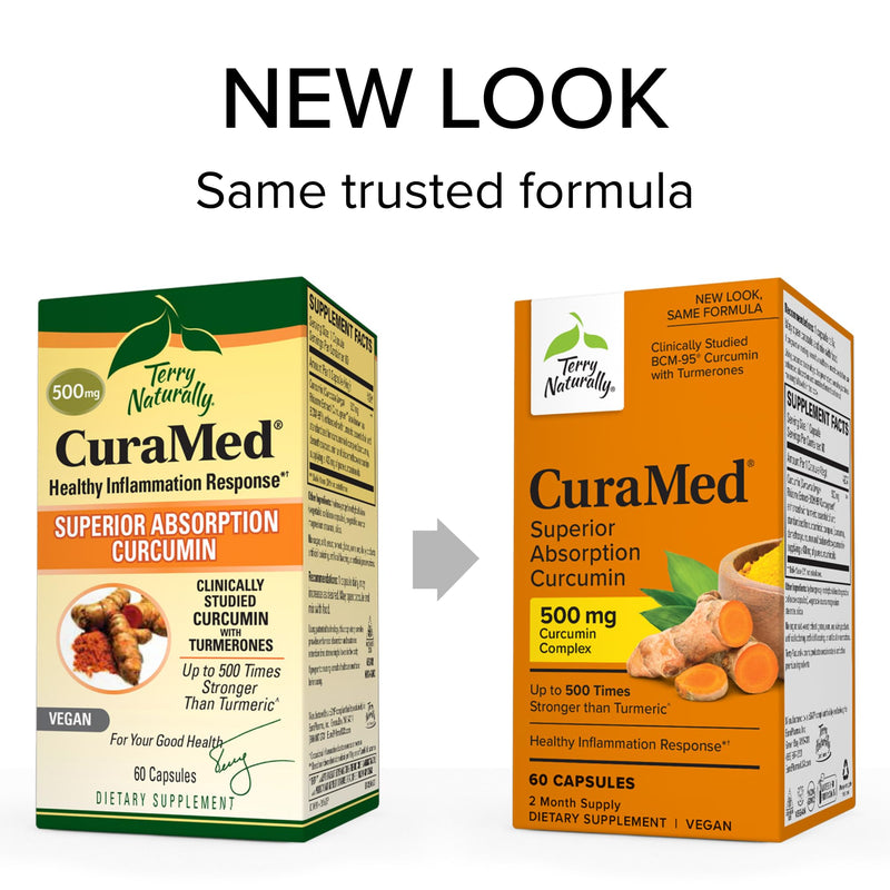 [Australia] - Terry Naturally CuraMed 500 mg Curcumin Complex - 60 Capsules - Superior Absorption BCM-95 - Non-GMO, Vegan, Kosher, Gluten Free - 60 Servings 