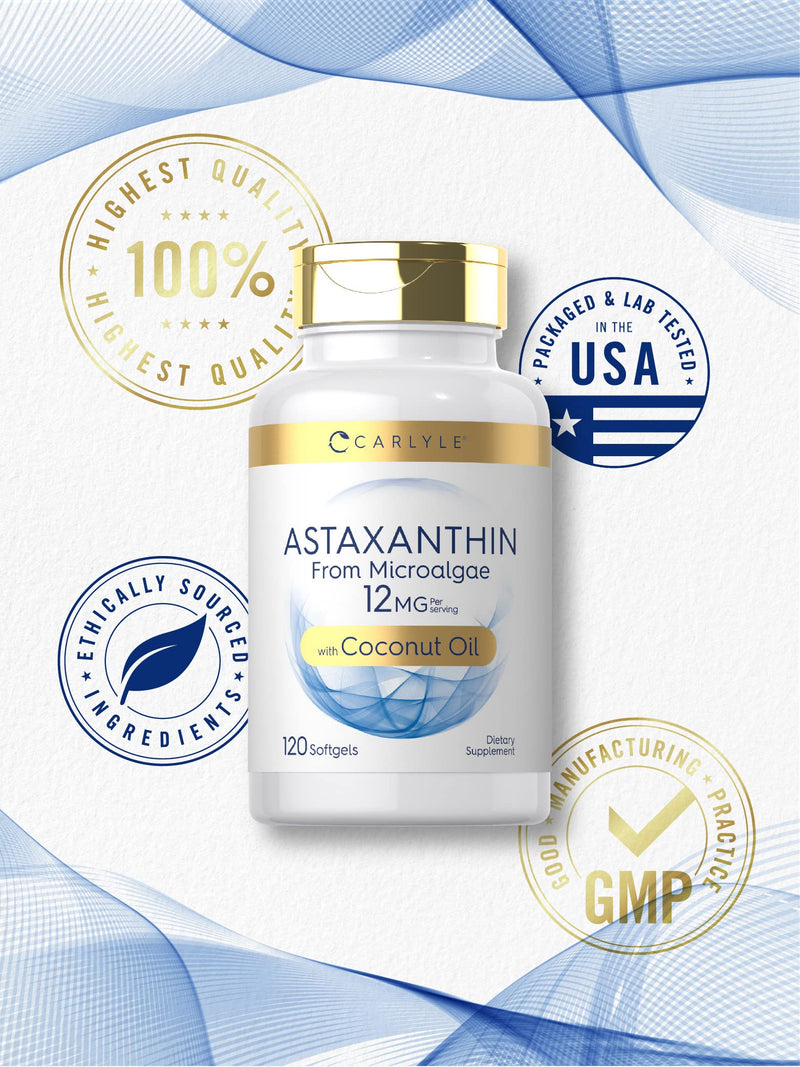 [Australia] - Carlyle Astaxanthin 12mg | 120 Softgels | Supplement from Microalgae | with Coconut Oil | Non-GMO & Gluten Free 