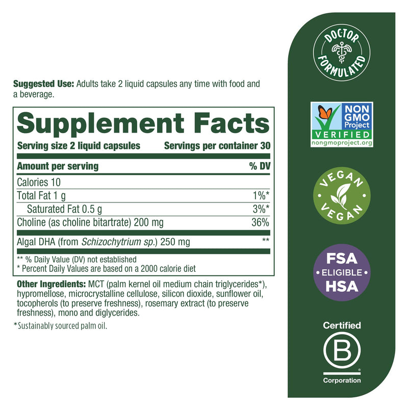 [Australia] - MegaFood Baby & Me 2 Prenatal DHA & Choline - Vitamins for Women - Plant-Based Liquid DHA and Choline for Baby's Brain and Eye Development During Pregnancy - Vegan - 60 Capsules (30 Servings) 60 Count (Pack of 1) 