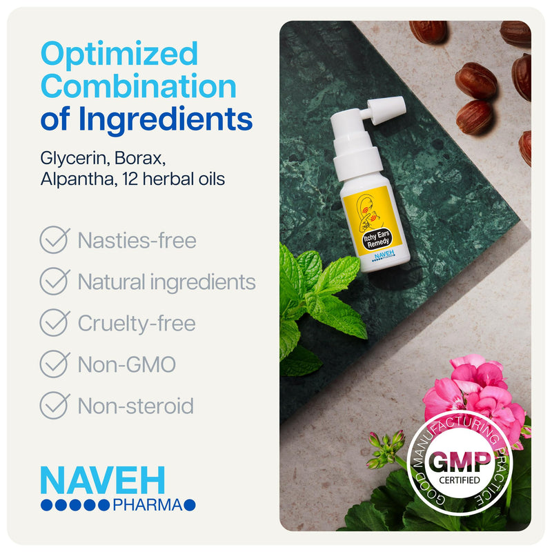 [Australia] - NAVEH PHARMA Itchy Ears Remedy Ear Cleaning and Itch Relief | Treats All Causes of Ear Itchiness | Jet Spray for Eczema Treatment & Clogged Ear Relief | Ear Wax Removal & Ear Drops Wash (0.5 Fl Oz) 0.5 Fl Oz 