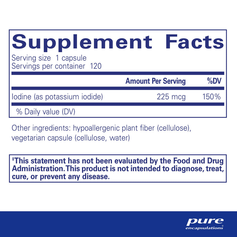 [Australia] - Pure Encapsulations Iodine - Supplement to Support The Thyroid & Help Maintain Healthy Cellular Metabolism - with Premium Potassium Iodide - 120 Capsules 120 Count (Pack of 1) 