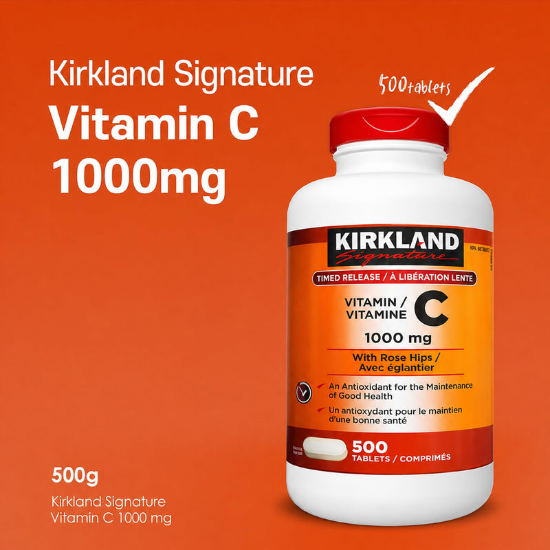 Kirkland Signature Vitamin C w/ Rose Hips 500 Tablets 500 Count (Pack of 1)