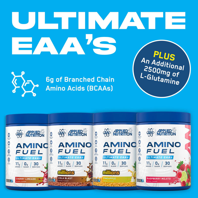 Applied Nutrition Bundle Amino Fuel 390g + Lifestyle Water Bottle 1000ml - Amino Acids Supplement, EAA Essential Amino Acids Powder, Muscle Fuel & Recovery (Fruit Salad) Fruit Salad