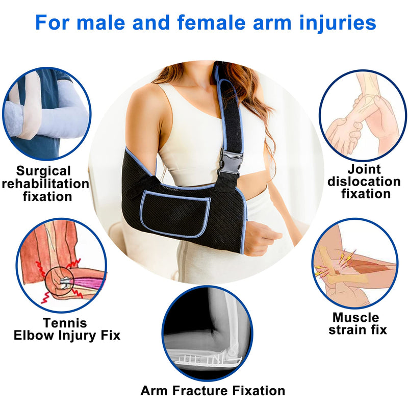 Arm Sling Shoulder Immobilizer-Rotator Cuff Support Brace-Comfortable Medical Sling for Shoulder Injury,Left and Right Arm,Men and Women,for Broken,Dislocated,Fracture,Strain(Large) Large