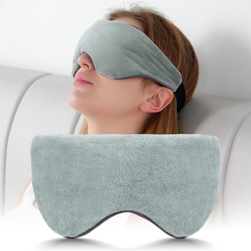[Australia] - Sivio Weighted Eye Mask for Sleeping, Cooling & Cozy Reversible Blackout Sleep Mask for Women & Men, Microwave Freezable Heavy Blindfold for Migraine, Travel, Meditation, 0.55lbs, Grey 