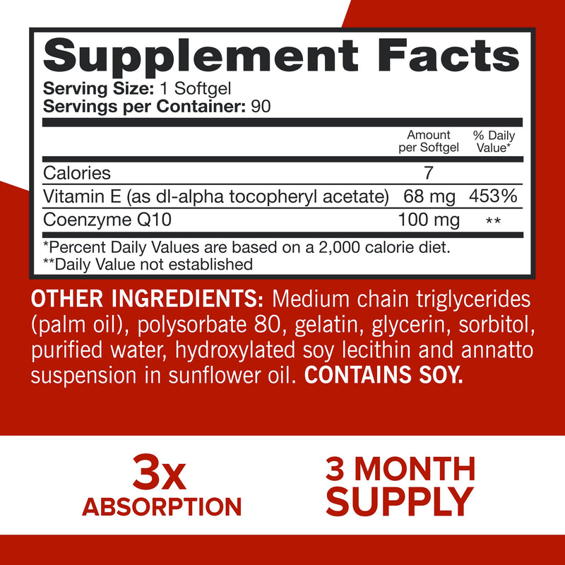 [Australia] - Qunol Ultra CoQ10 100mg Softgels- 3x Better Absorption, Antioxidant for Heart Health & Energy Production, Coenzyme Q10 Vitamins and Supplements, 3 Month Supply, 90 Count 90 Count (Pack of 1) 