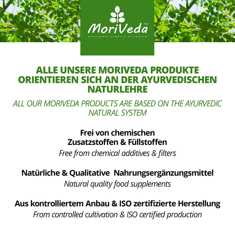 [Australia] - Moringa capsules 1000mg - 60 day supply - Vegan - without chemical additives - Lactose, fructose, gluten free - Over 90 nutrients, proteins, vitamins, and much more. - 120 caps of MoriVeda veggie capsules 120 pieces 