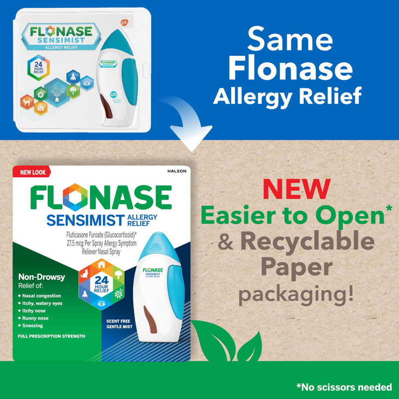 [Australia] - Flonase Sensimist Allergy Relief Nasal Spray for Non-Drowsy, 24-Hour Multi-Symptom Allergy Relief – 120 Sprays (Pack of 2) 