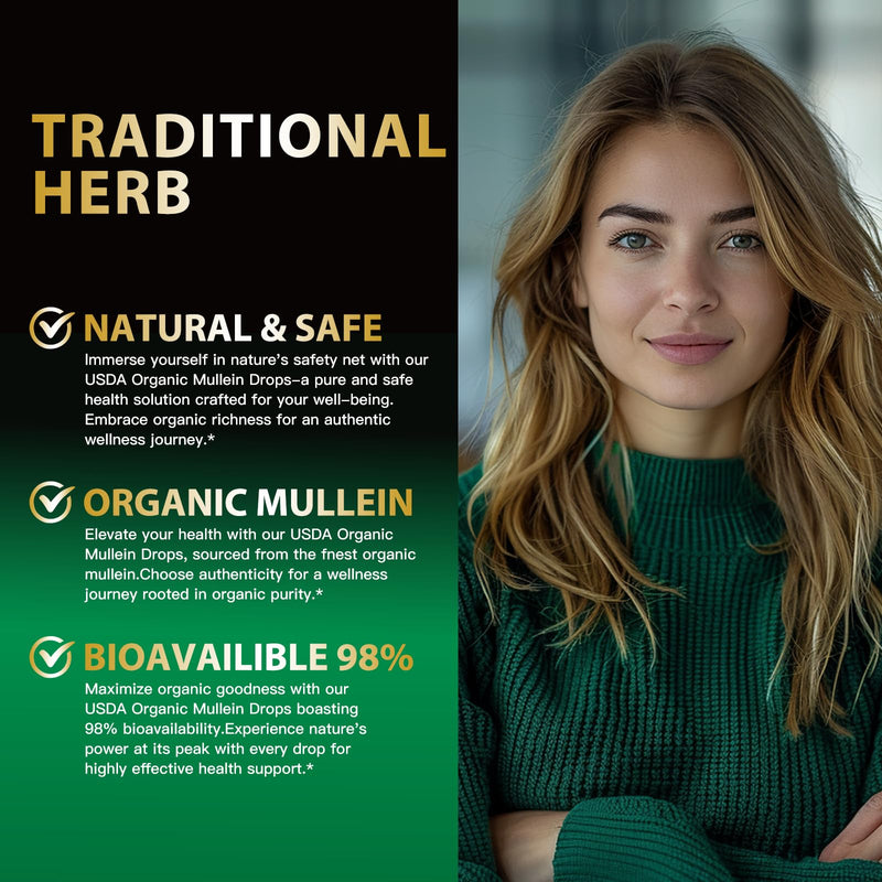 [Australia] - Mullein Drops for Lungs Cleanse,Vegan Mullein Leaf Extract Tincture with Chlorophyll, Support Immune,Respiratory - 4 fl oz (120 ml) 