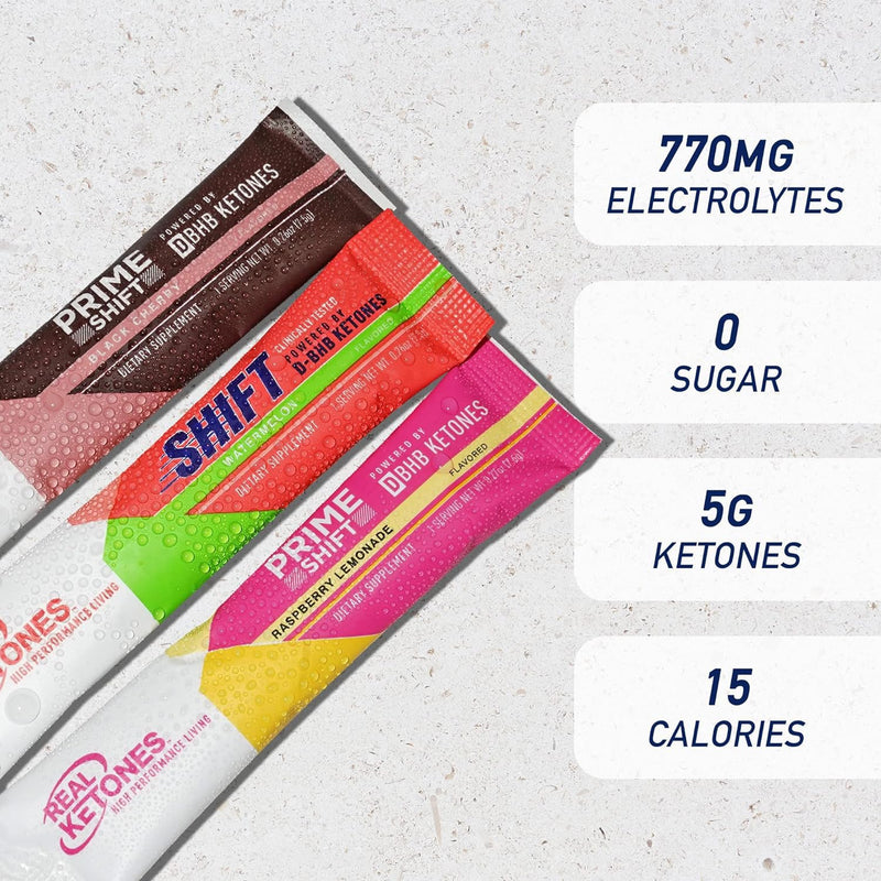 [Australia] - Real Ketones BHB Exogenous Ketones Drink Mix Packets Keto Electrolytes Powder Packets No Sugar with 4 Main Fasting Electrolytes Plus Hydrating Patented Keto BHB - 30 Count Variety Pack Flavor Variety Pack 