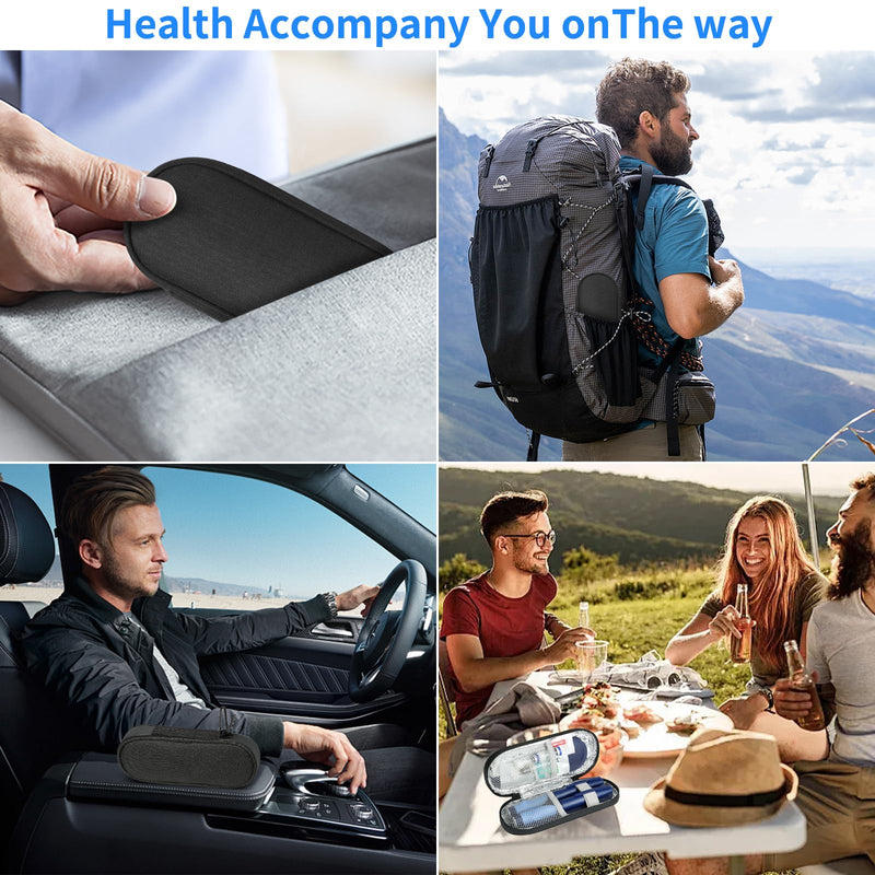 [Australia] - Insulin Pen Cooler Travel Case with 2 Reusable TSA Approved Ice Packs, Diabetic Medication Insulated Cooler Bag for Insulin Pens and Other Diabetic Supplies Storage Black 