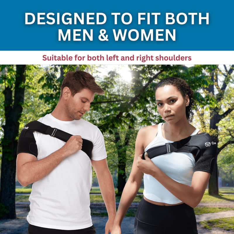 Shoulder Brace for Women & Men – Shoulder Compression Sleeve for Rotator Cuff Relief – Left/Right Support Brace with Pocket for Hot/Cold Pack – Adjustable Sling, Large