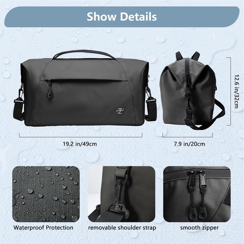 Travel Duffel bag, Crossbody Gym Tote, Weekender Overnight Bag for Unisex | Foldable Lightweight, Waterproof, Soft & Durable with Crease-Resistant Fabric, Back Luggage Sleeve, Multi-Purpose Travel bag black