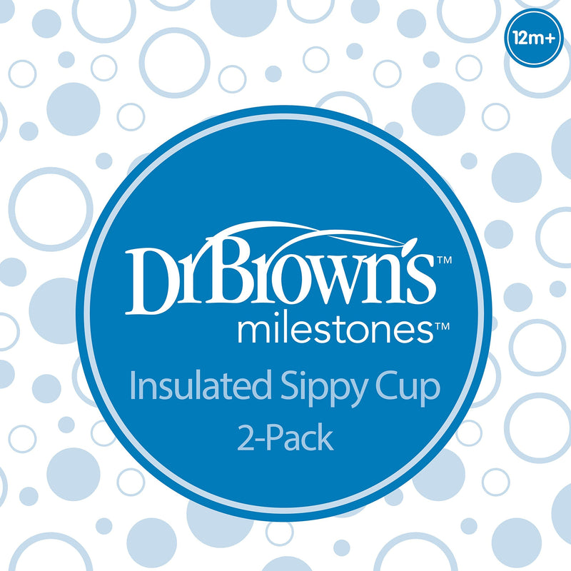 [Australia] - Dr. Brown's Milestones Hard Spout Insulated Sippy Cup with Handles, Blue, 10 oz, 2 Pack, 12m+ 10 Ounce (Pack of 2) 
