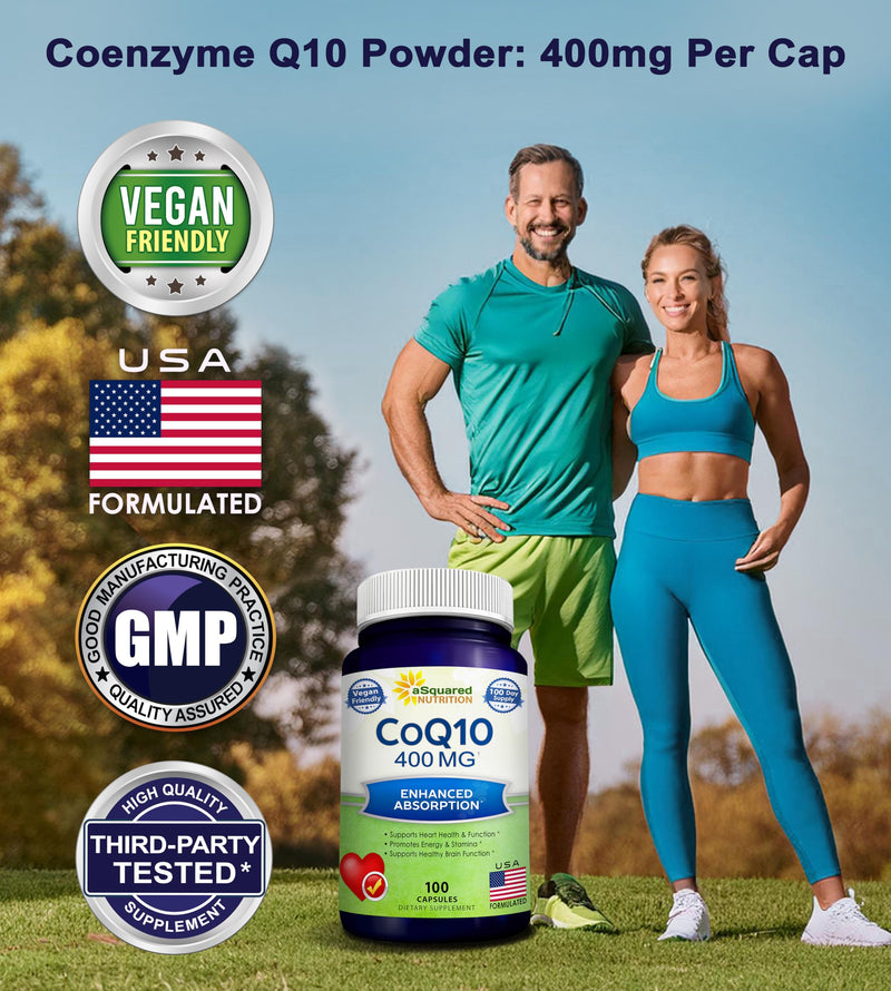 CoQ10 400mg - 100 Capsules - Co Q 10 Supplement - Coenzyme Q10 Pills - CQ10 | High Absorption CoQ 10 - Extra Strength Ubiquinone Powder - CO Q-10 Enzyme Alternative to Gummies & Softgels 100 Count (Pack of 1)