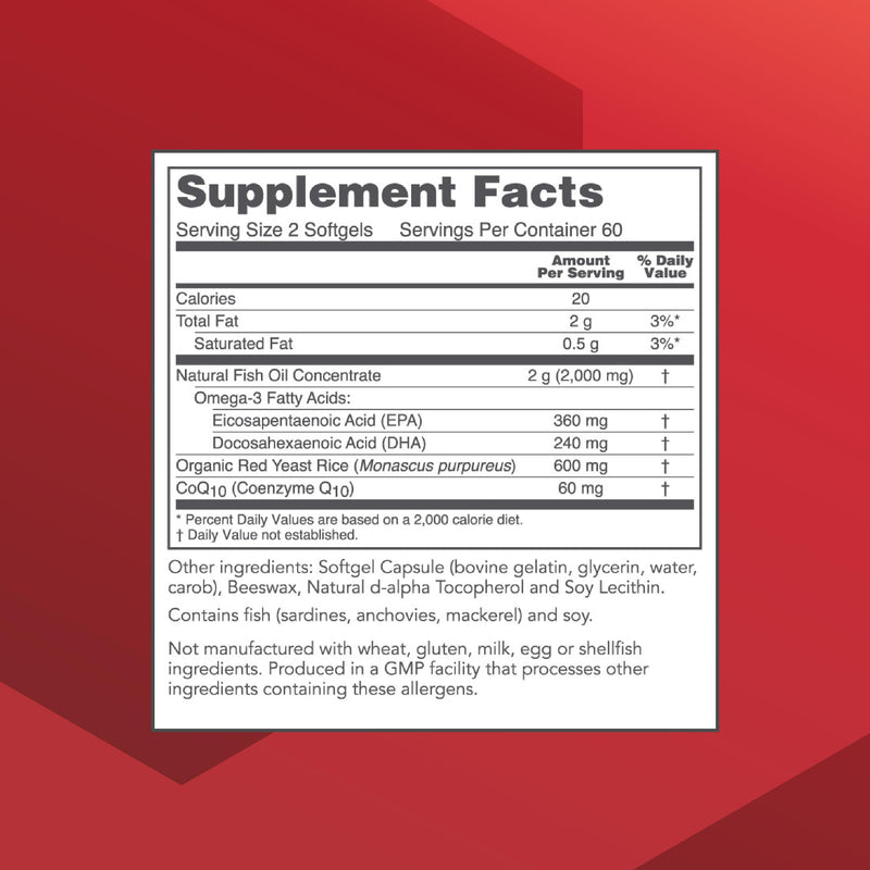 [Australia] - PROTOCOL FOR LIFE BALANCE Cardio Tri-Plex - Heart Health Formula - with Red Yeast Rice, CoQ10 & Omega-3 Fish Oil - DHA Dietary Supplements 