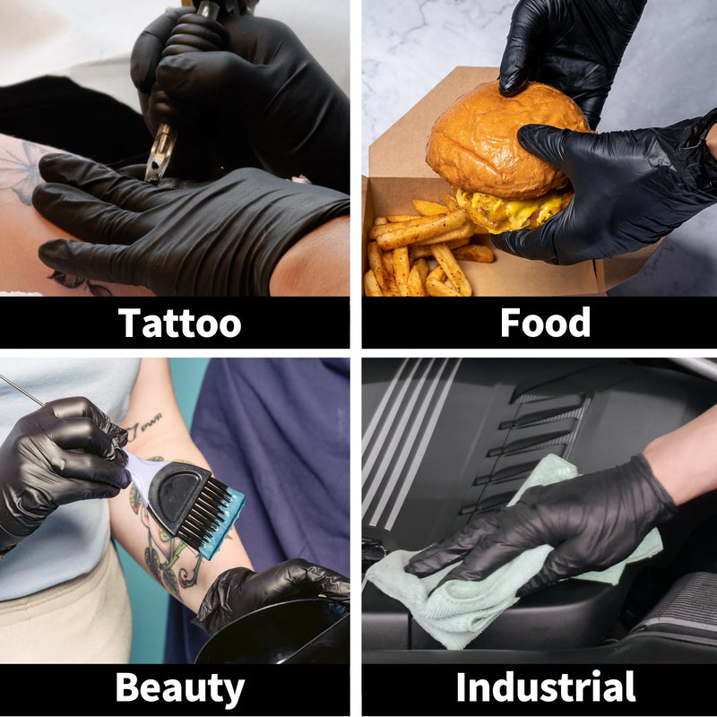 [Australia] - Basic Vinyl Exam Gloves, 4 Mil Powder-Free Latex-Free Food Grade Cleaning Disposable Medical Glove, Black 100Pcs Black (Medium 100) 