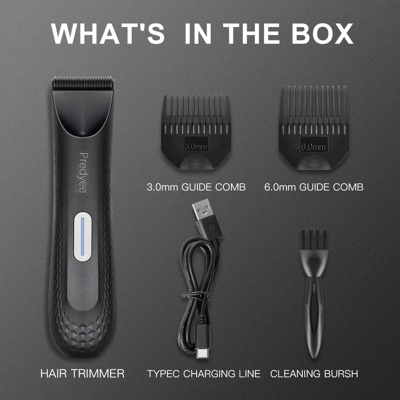 Manscape Trimmer for Men - IPX7 Waterproof Ball/Body Trimmer w/LED Light & Ceramic Blade, 120Min Groomer for Pubic/Groin/Chest, USB-C Fast Charge, No Nicks, Gifts for Him Dad Husband