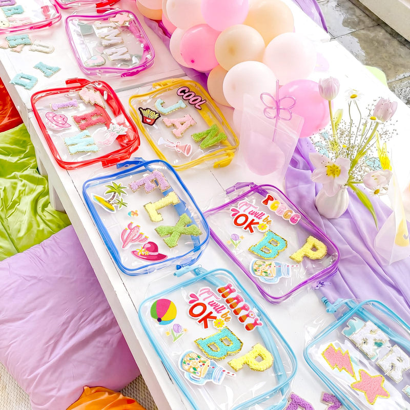 12 Pack DIY Clear Makeup Bags Kit for Girls,Multicolor Multicolor