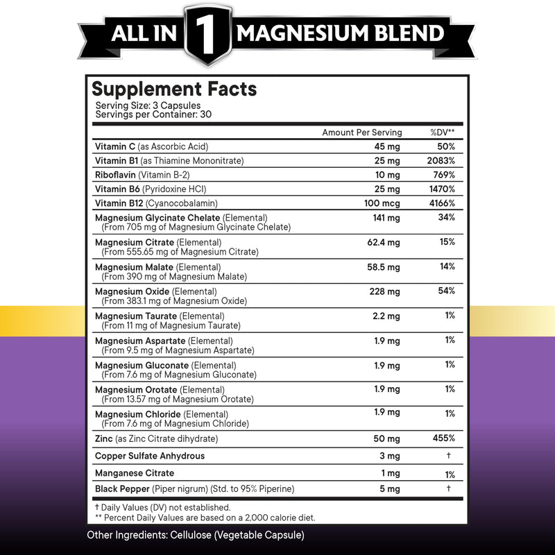 [Australia] - NEW AGE Magnesium Supplement -Powerful Glycinate Citrate Malate Oxide Taurate Aspartate Gluconate Orotate & Mag Chloride Manganese Bone Health and Bone Strength, Joint Support- 180 Count 90 Count (Pack of 2) 