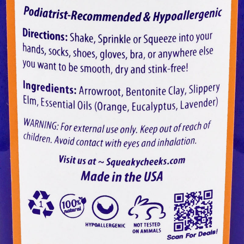 Squeaky Cheeks Comfort Blend Body and Foot Powder(5 oz) | Organic Talc-Free and All Natural Powder | Comfort Formula | Fresh Scent With Essential Oils | Effective Relief From Chafing, Sweat and Odor