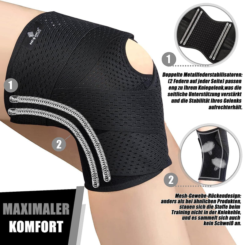 [Australia] - NEENCA Knee Support for Knee Pain, Compression Knee Brace with Air Mesh Fabric, Adjustable Knee Pack with Side Stabilizers, Ultra Soft Bandage for Meniscus Tear, ACL, Arthritis Relief Black L 