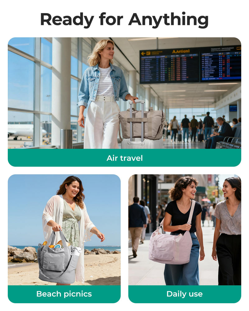 BAGSMART Foldable Travel Bag, 37L Expandable Personal Item Bag, Camel | Airline Approved Personal Carry-on Size, Fits Under-seat, Trolley Sleeve, Backup Bag for Travel, Vacation, Overnight