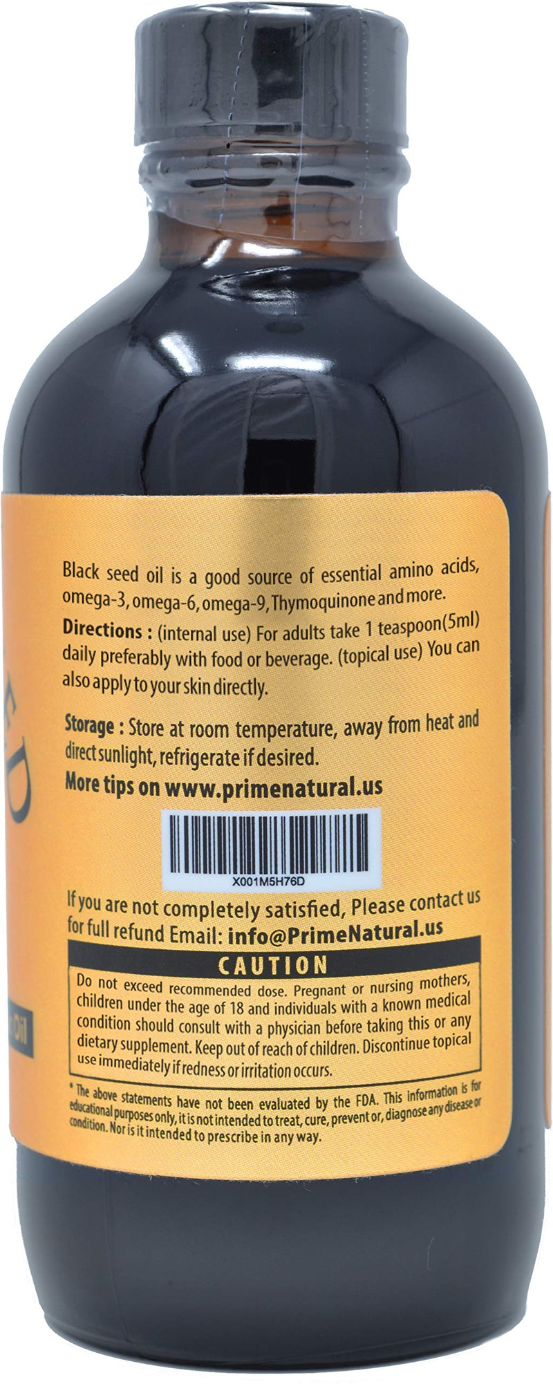 [Australia] - Organic Black Seed Oil 4oz - Cold Pressed Unrefined High Thymoquinone 1.7% USDA Certified - Turkish Origin Potent Nigella Sativa Liquid - Vegan Omega 3 6 9, Antioxidant Immune Boost Joints Skin Hair 4.05 Fl Oz (Pack of 1) 