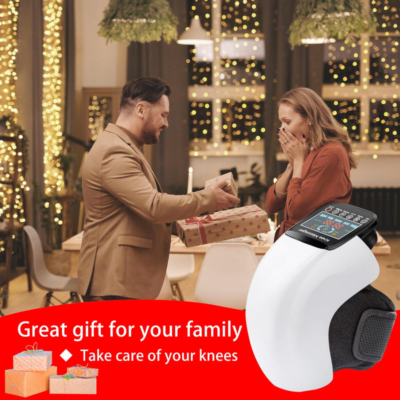 [Australia] - Knee Massager, Cordless Massager with Heat and Compression LED Screen Wearable Infrared Vibration Rechargeable Electronic Massage for Joint Pain Injury Swelling Stiffness, 1.0 Count 