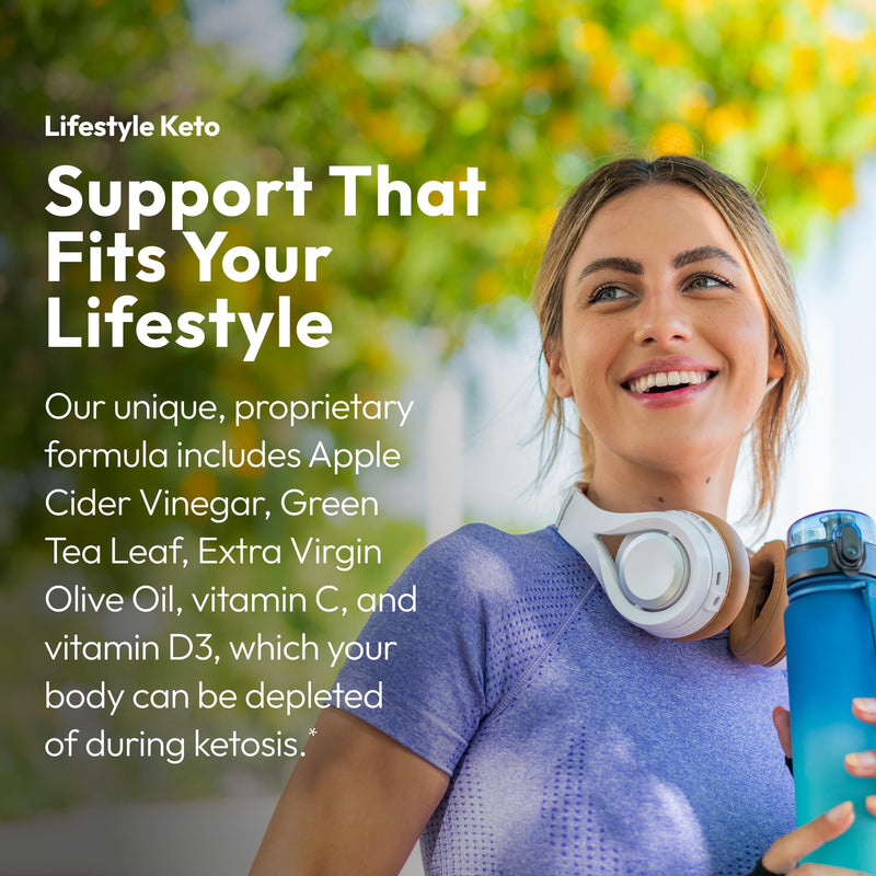 Justified Laboratories Lifestyle Keto - 60 Capsules - Ketogenic Support from Apple Cider Vinegar, Green Tea Leaf, Vitamin C, Vitamin D3 & Extra Virgin Olive Oil - 30 Servings 60 Count (Pack of 1)