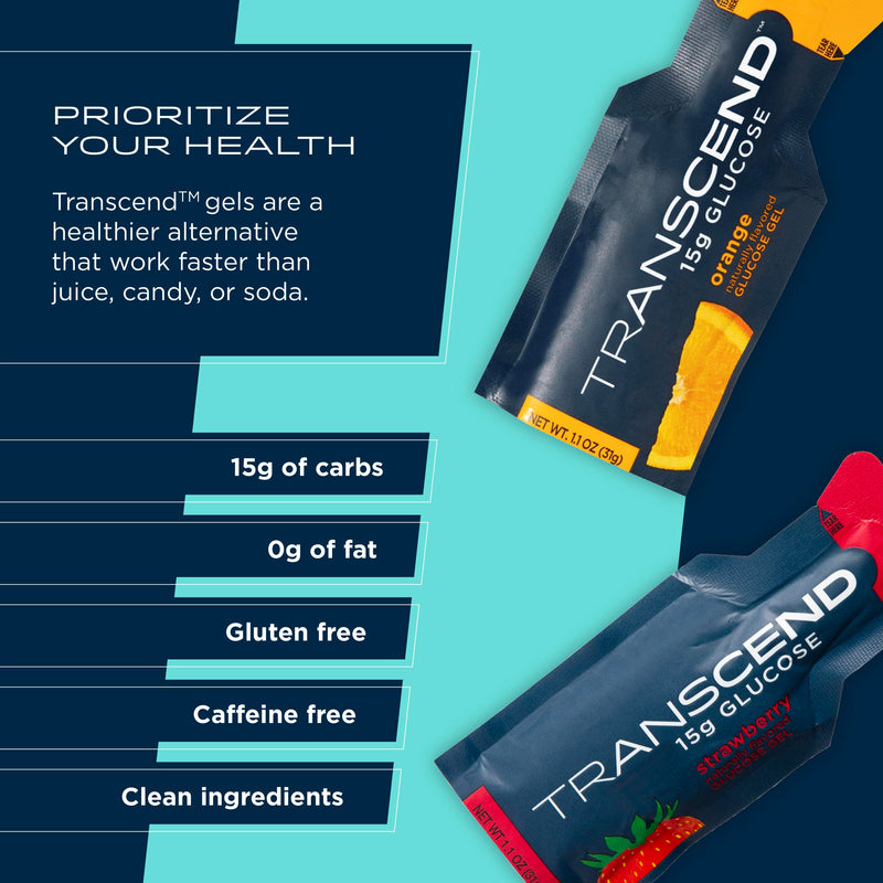 [Australia] - Transcend Foods Strawberry + Orange Gels (1.1 oz, Pack of 10) Fast-acting Carb Gel Strawberry and Orange Flavor – Caffeine Free, Gluten Free 
