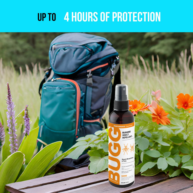 [Australia] - BUGGINS IV Performance - Insect Repellent - Mosquitoes, Gnats, Ticks, and Biting Flies, 25% DEET, Powdery Scent - 4 oz Pump Spray Bottle 4 Fl Oz (Pack of 1) 